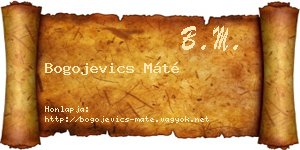 Bogojevics Máté névjegykártya